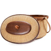 looking at lid and basket oval wicker picnic basket