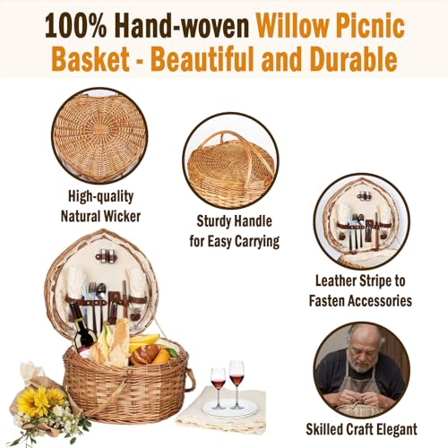 open heart shaped wicker picnic basket