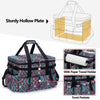 outside closed teal and red picnic basket