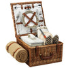 wicker brown picnic basket for two open without notations