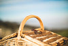 wicker picnic basket closed with vaulted roof close up