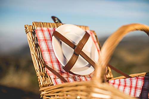 wicker picnic basket closed with vaulted roof top open