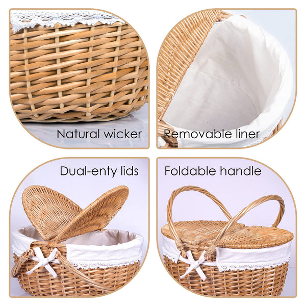 wicker picnic basket four views