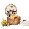 wicker picnic basket open heart shaped with accessories