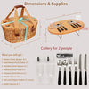 wicker picnic basket with mini table and accessories