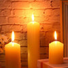 3 Slim Pillar Candles with flames