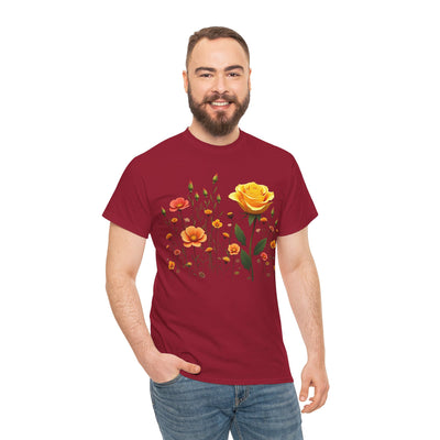 Wildflowers and a Yellow Rose, Graphic T-Shirts for Women, Floral Shirt, Womens Short Sleeve, Ladies Graphic Tees #5010TTS