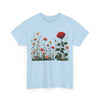 Wildflowers and a Red Rose, Graphic T-Shirts for Women, Floral Shirt, Womens Short Sleeve, Ladies Graphic Tees #5008TTS