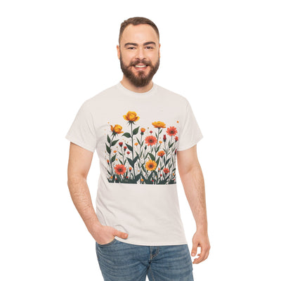 Wildflowers and Yellow Roses, Graphic T-Shirts for Women, Floral Shirt, Womens Short Sleeve, Ladies Graphic Tees #5026TTS
