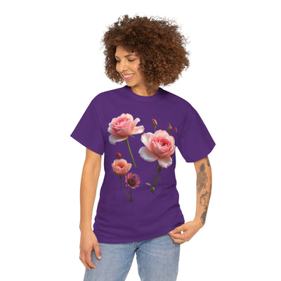 Wildflowers and Pink Roses, Graphic T-Shirts for Women, Floral Shirt, Womens Short Sleeve, Ladies Graphic Tees #5019TTS