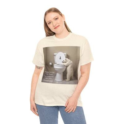 Please Put the Seat Down, Seriously, It's Not that Complicated, Polar Bear Toilet Seat Down, Seat Down Reminder Shirt #5004STS