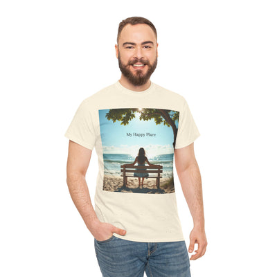 My Happy Place, Woman on Bench, Looking at Waves,Safe Place T-Shirt, Finding My Happy Place Top, Ocean Waves,#5003STS