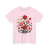 Wildflowers and Pink & Red Roses, Graphic T-Shirts for Women, Floral Shirt, Womens Short Sleeve, Ladies Graphic Tees #5134TTS