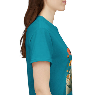Wildflowers and Orange Roses, Graphic T-Shirts for Women, Floral Shirt, Womens Short Sleeve, Ladies Graphic Tees #5047TTS