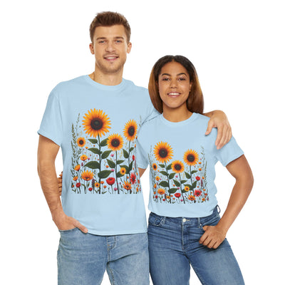Sunflowers & Wildflowers, Graphic T-Shirts for Women, Floral Shirt, Womens Short Sleeve, Ladies Graphic Tees #5154TTS
