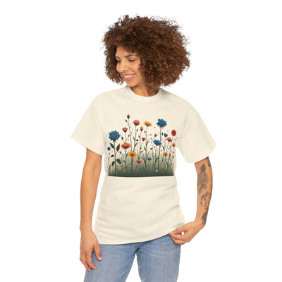 Wildflowers and Blue Roses, Graphic T-Shirts for Women, Floral Shirt, Womens Short Sleeve, Ladies Graphic Tees #5050TTS