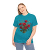 Wildflowers and Red Roses, Graphic T-Shirts for Women, Floral Shirt, Womens Short Sleeve, Ladies Graphic Tees #5131TTS