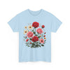 Wildflowers and Pink & Red Roses, Graphic T-Shirts for Women, Floral Shirt, Womens Short Sleeve, Ladies Graphic Tees #5134TTS