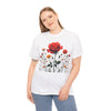 Wildflowers and a Red Rose, Graphic T-Shirts for Women, Floral Shirt, Womens Short Sleeve, Ladies Graphic Tees #5007TTS
