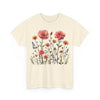 Wildflowers and Pink Roses, Graphic T-Shirts for Women, Floral Shirt, Womens Short Sleeve, Ladies Graphic Tees #5015TTS