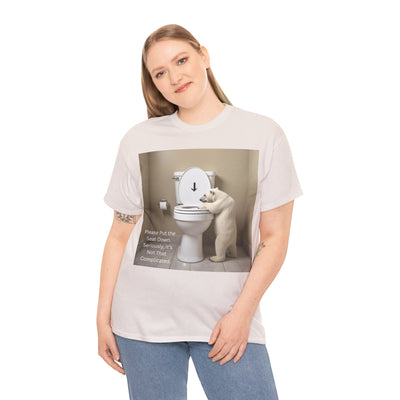 Please Put the Seat Down, Seriously, It's Not that Complicated, Polar Bear Toilet Seat Down, Seat Down Reminder Shirt #5004STS