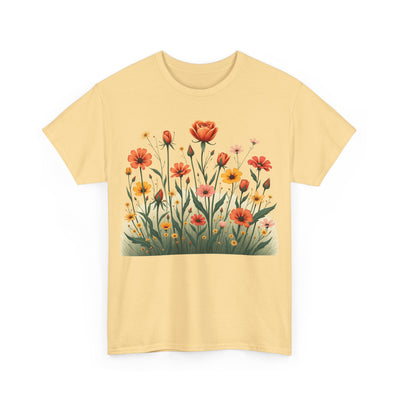 Wildflowers and Orange Roses, Graphic T-Shirts for Women, Floral Shirt, Womens Short Sleeve, Ladies Graphic Tees #5047TTS