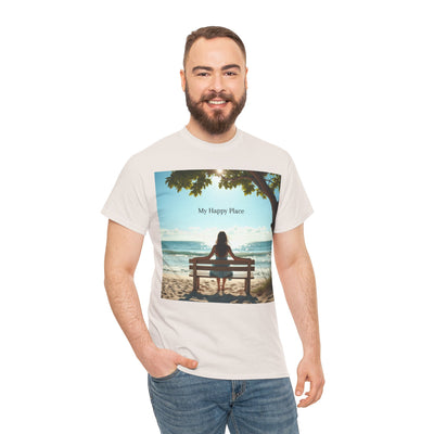My Happy Place, Woman on Bench, Looking at Waves,Safe Place T-Shirt, Finding My Happy Place Top, Ocean Waves,#5003STS