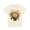 Wildflowers and Pink & Yellow Roses, Graphic T-Shirts for Women, Floral Shirt, Womens Short Sleeve, Ladies Graphic Tees #5143TTS