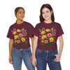 Wildflowers and Pink & Yellow Roses, Graphic T-Shirts for Women, Floral Shirt, Womens Short Sleeve, Ladies Graphic Tees #5142TTS