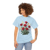 Wildflowers and Red Roses, Graphic T-Shirts for Women, Floral Shirt, Womens Short Sleeve, Ladies Graphic Tees #5128TTS