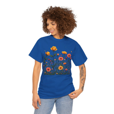 Wildflowers and Yellow Roses, Graphic T-Shirts for Women, Floral Shirt, Womens Short Sleeve, Ladies Graphic Tees #5026TTS