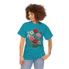 Wildflowers and Pink & Red Roses, Graphic T-Shirts for Women, Floral Shirt, Womens Short Sleeve, Ladies Graphic Tees #5134TTS
