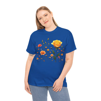 Wildflowers and a Yellow Rose, Graphic T-Shirts for Women, Floral Shirt, Womens Short Sleeve, Ladies Graphic Tees #5010TTS