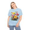 Wildflowers and Pink & Yellow Roses, Graphic T-Shirts for Women, Floral Shirt, Womens Short Sleeve, Ladies Graphic Tees #5148TTS