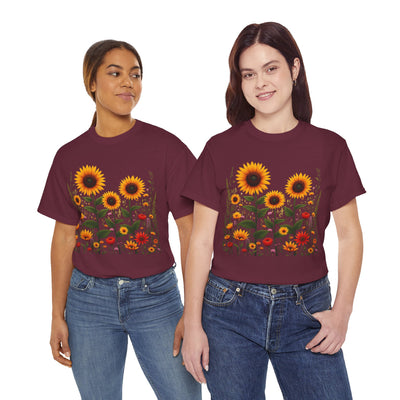 Sunflowers & Wildflowers, Graphic T-Shirts for Women, Floral Shirt, Womens Short Sleeve, Ladies Graphic Tees #5154TTS