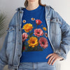 Wildflowers and Pink & Yellow Roses, Graphic T-Shirts for Women, Floral Shirt, Womens Short Sleeve, Ladies Graphic Tees #5147TTS