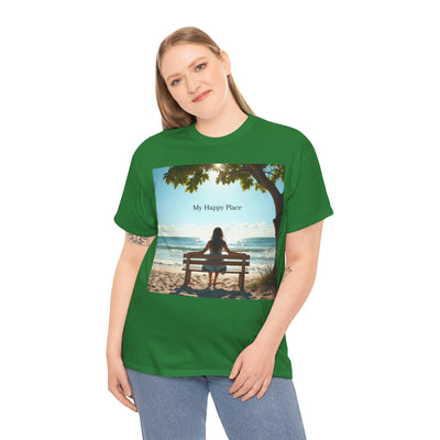My Happy Place, Woman on Bench, Looking at Waves,Safe Place T-Shirt, Finding My Happy Place Top, Ocean Waves,#5003STS