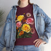 Wildflowers and Pink & Yellow Roses, Graphic T-Shirts for Women, Floral Shirt, Womens Short Sleeve, Ladies Graphic Tees #5148TTS