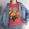 Wildflowers and Pink & Yellow Roses, Graphic T-Shirts for Women, Floral Shirt, Womens Short Sleeve, Ladies Graphic Tees #5136TTS