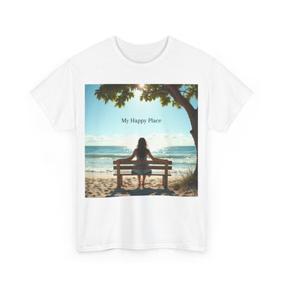 My Happy Place, Woman on Bench, Looking at Waves,Safe Place T-Shirt, Finding My Happy Place Top, Ocean Waves,#5003STS