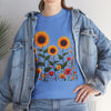 Sunflowers & Wildflowers, Graphic T-Shirts for Women, Floral Shirt, Womens Short Sleeve, Ladies Graphic Tees #5154TTS