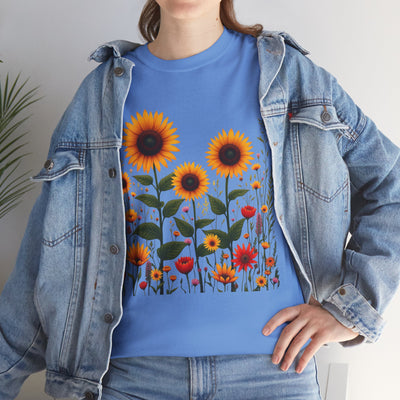 Sunflowers & Wildflowers, Graphic T-Shirts for Women, Floral Shirt, Womens Short Sleeve, Ladies Graphic Tees #5154TTS