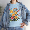 Wildflowers and Pink & Yellow Roses, Graphic T-Shirts for Women, Floral Shirt, Womens Short Sleeve, Ladies Graphic Tees #5137TTS