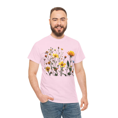 Wildflowers and a Yellow Rose, Graphic T-Shirts for Women, Floral Shirt, Womens Short Sleeve, Ladies Graphic Tees #5009TTS