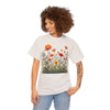 Wildflowers and Orange Roses, Graphic T-Shirts for Women, Floral Shirt, Womens Short Sleeve, Ladies Graphic Tees #5045TTS
