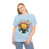 Wildflowers and Pink & Yellow Roses, Graphic T-Shirts for Women, Floral Shirt, Womens Short Sleeve, Ladies Graphic Tees #5143TTS