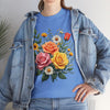 Wildflowers and Pink & Yellow Roses, Graphic T-Shirts for Women, Floral Shirt, Womens Short Sleeve, Ladies Graphic Tees #5144TTS