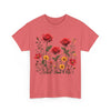 Wildflowers and Red Roses, Graphic T-Shirts for Women, Floral Shirt, Womens Short Sleeve, Ladies Graphic Tees #5034TTS