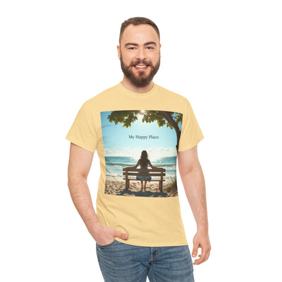 My Happy Place, Woman on Bench, Looking at Waves,Safe Place T-Shirt, Finding My Happy Place Top, Ocean Waves,#5003STS