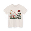 Wildflowers and a Red Rose, Graphic T-Shirts for Women, Floral Shirt, Womens Short Sleeve, Ladies Graphic Tees #5008TTS
